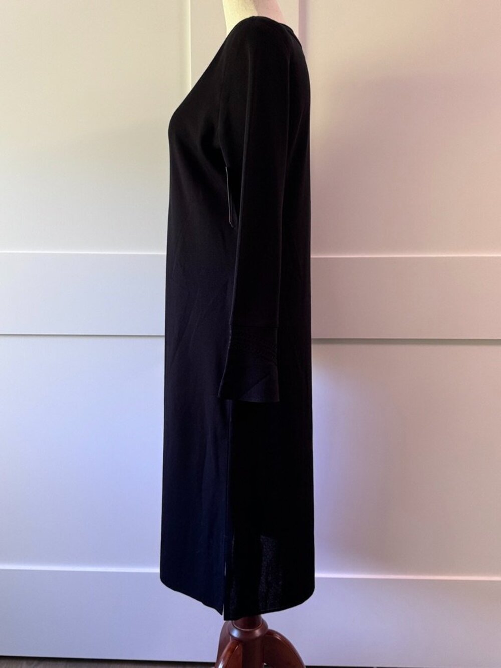 Misook Classic Black Flared Long Sleeve Knit Midi Dress, NWT, Never Worn,Size: S - Picture 4 of 12